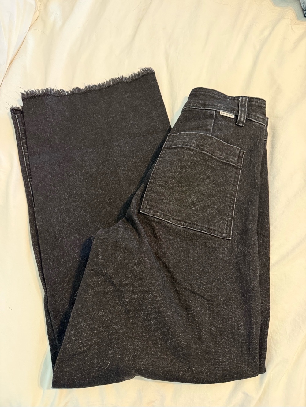 Billabong Black High-Rise Wide Leg Jeans with Raw Hem